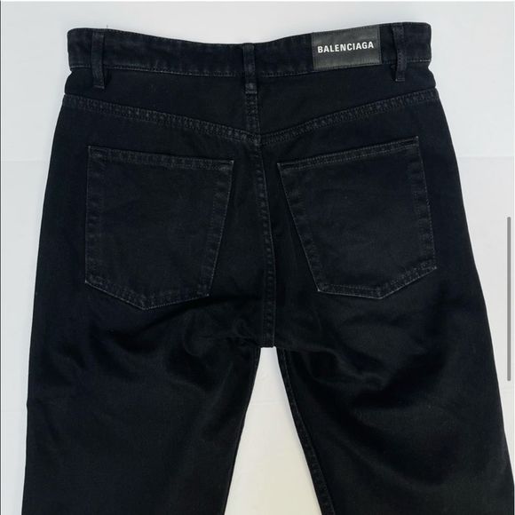 BALENCIAGA Black Straight Leg Denim Jeans Size 27 ankle length - Picture 7 of 8